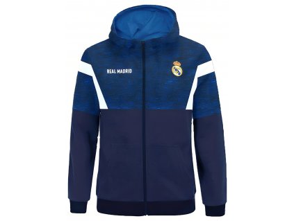 Mikina Real Madrid FC, modrá, kapucňa, zips