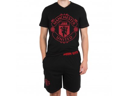 Pyžamo Manchester United FC, čierne, bavlna