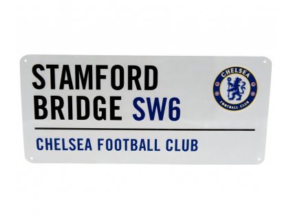 Plechová ceduľa Chelsea FC, biela, 40 x 18 cm