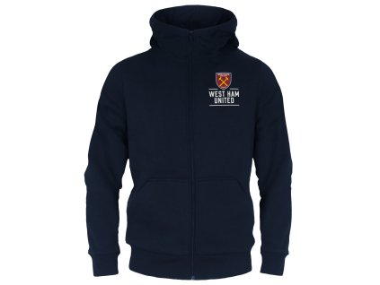 Detská mikina West Ham United FC, tmavo modrá, kapucňa, zips