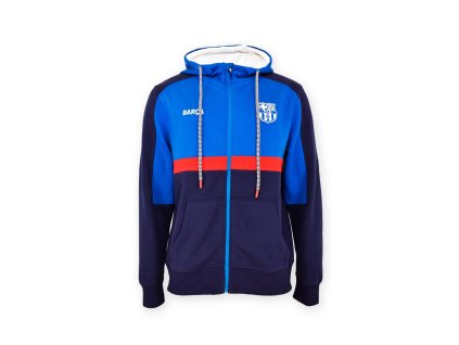 Detská mikina FC Barcelona, ​​modrá, kapucňa, zips