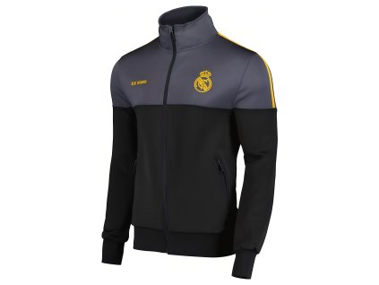 Detská bunda Real Madrid FC, čierno-šedá, stojačik, zips