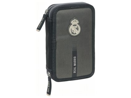 Školský peračník Real Madrid FC, šedý, dvojposchodový, vybavený