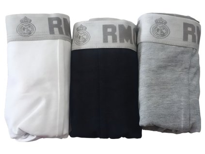 Pánske boxerky Real Madrid, biele/čierne/sivé, súprava 3 ks (Veľkosť XXL)