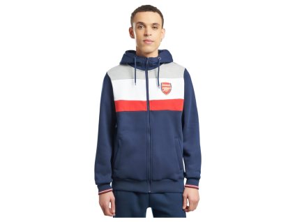 Mikina Arsenal, námornícka modrá, červený pruh, zips, kapucňa (Veľkosť XXL)