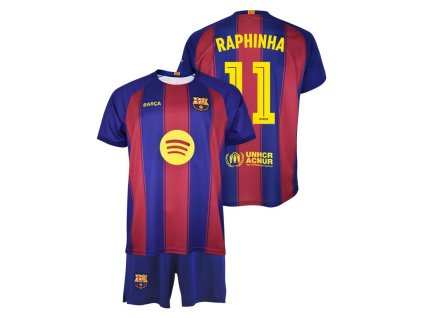 Detský dres FC Barcelona 25/26 Raphinha, replika, dres+šortky (Veľkosť 13-14 r)