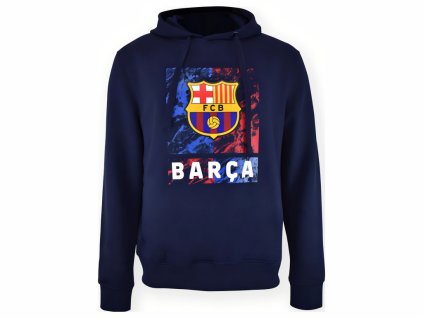 Mikina s kapucňou FC Barcelona, námornícka modrá, znak FCB (Veľkosť 13-14 r)