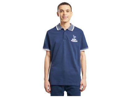 Polo tričko Tottenham Hotspur, tmavomodré, biely lem, golier (Veľkosť XXL)