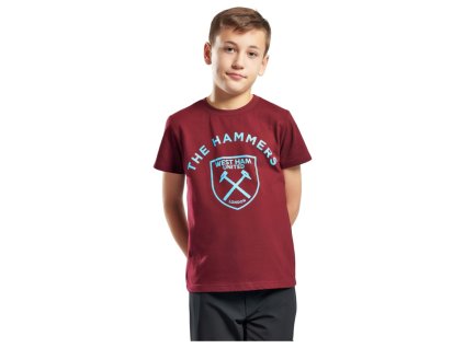 Detské tričko West Ham United, vínové, The Hammers, bavlna (Veľkosť 13-14 r)