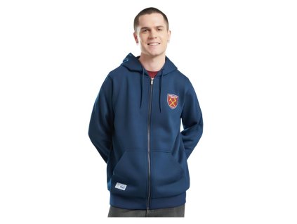 Mikina West Ham United, tmavomodrá, plný zips (Veľkosť XXL)