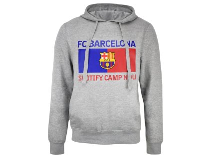 Detská mikina FC Barcelona Spotify Camp Nou, sivá, kapucňa (Veľkosť 13-14 r)