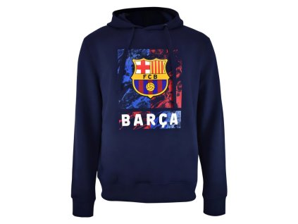 Mikina FC Barcelona, tmavomodrá, kapucňa, klokanie vrecko (Veľkosť XXL)