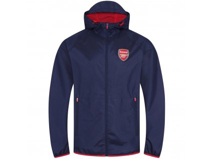 Bunda Arsenal FC s kapucňou, zips, vrecká, znak, modrá
