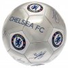 Futbalová lopta Chelsea FC, strieborná, podpisy hráčov, veľ. 5
