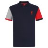 Polo tričko Liverpool FC, modré, farebné rukávy, poly-bavlna