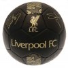 Futbalová lopta Liverpool FC, čierny, zlatý znak, podpisy, vel 5