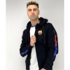 Detská mikina FC Barcelona, čierna, zips, kapucňa, vrecká (Veľkosť 13-14 r)