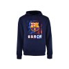 Mikina FC Barcelona, tmavomodrá, kapucňa, klokanie vrecko (Veľkosť XXL)