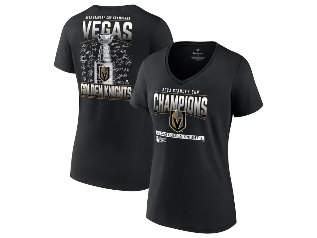Vegas Golden Knights Stanley Cup 2023 Champions Signature Roster Graphic  T-Shirt - Black - Mens