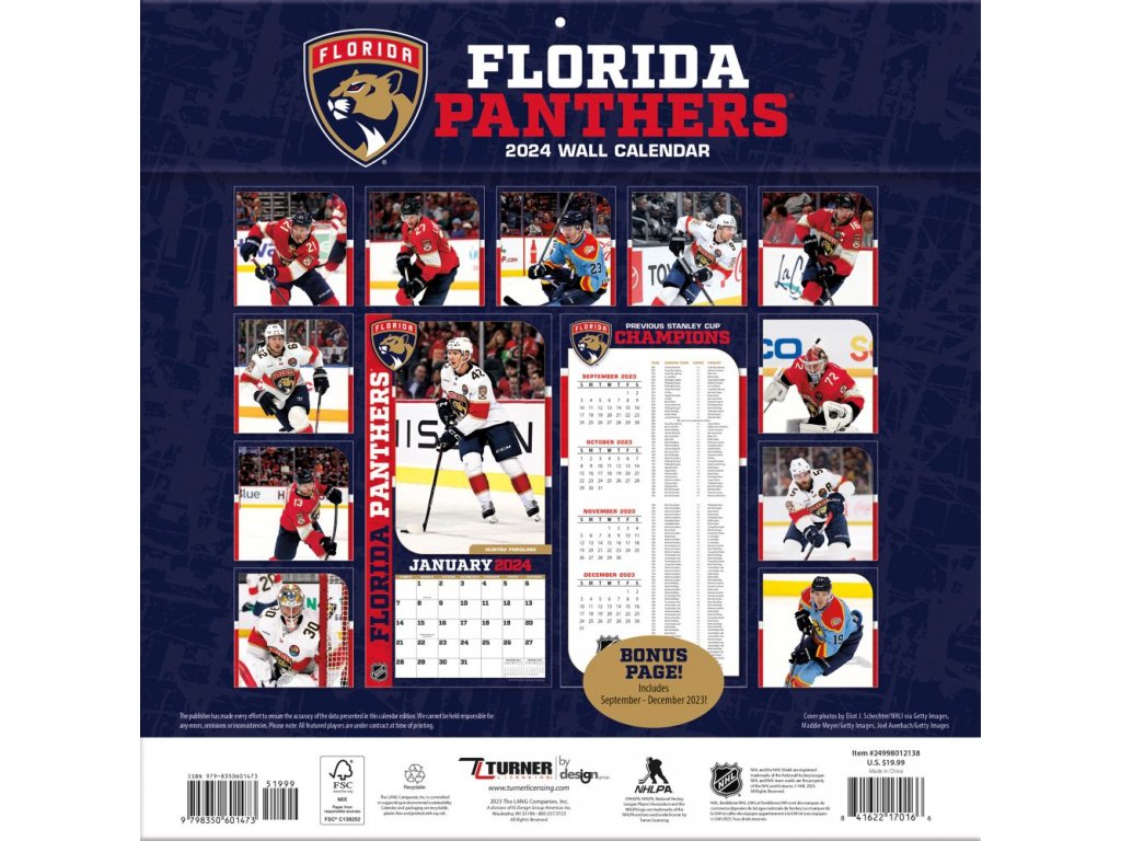 Kalendář Florida Panthers 2024 Wall Calendar FandaNHL.cz
