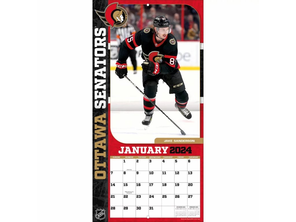 Kalendář Ottawa Senators 2024 Wall Calendar FandaNHL.cz