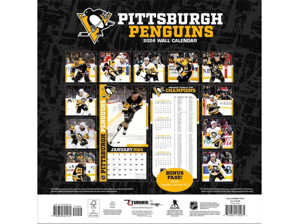 Kalendář Pittsburgh Penguins 2024 Wall Calendar FandaNHL.cz
