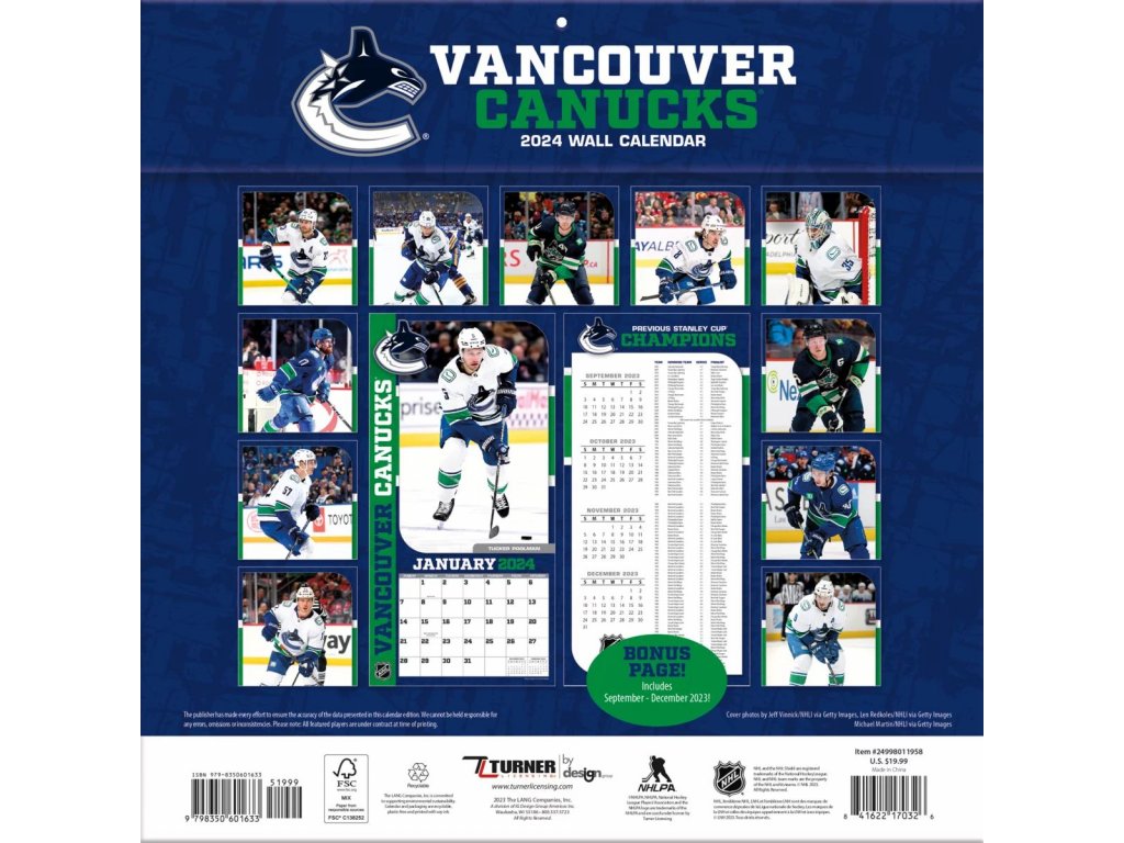 Kalendář Vancouver Canucks 2024 Wall Calendar FandaNHL.cz