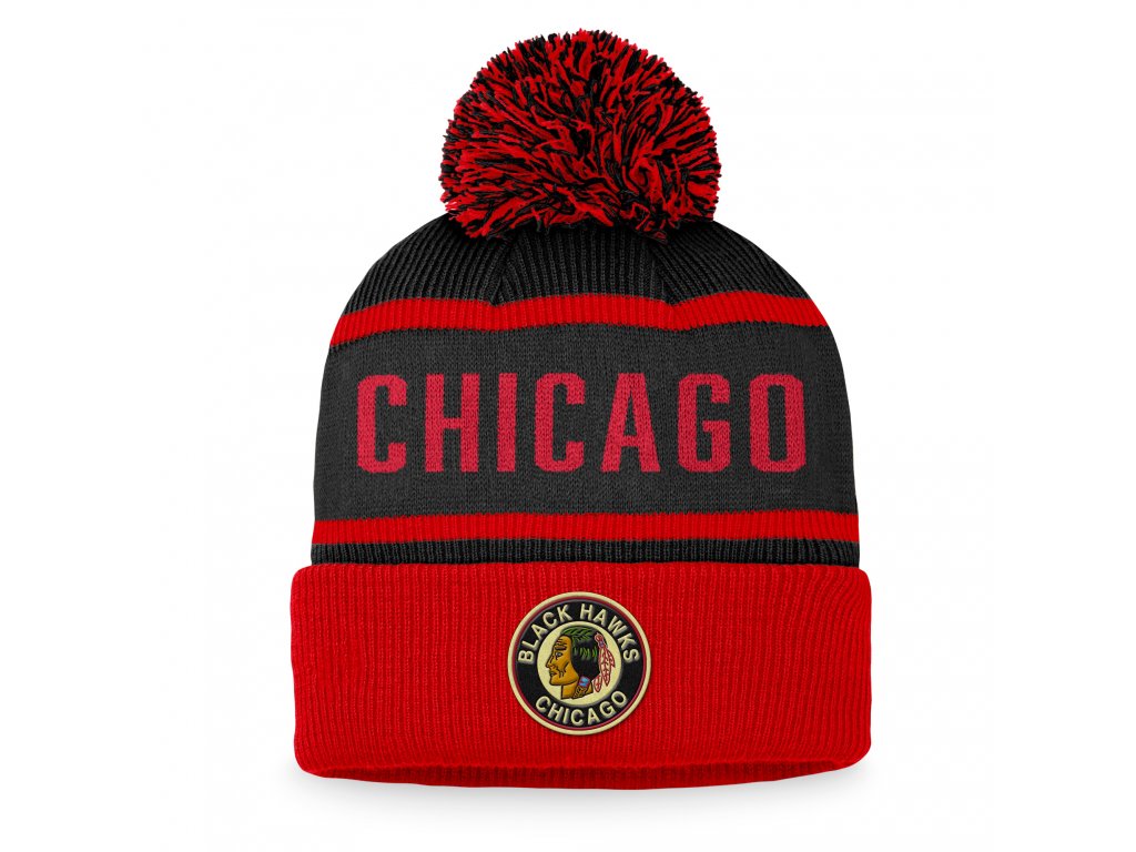 Pánská zimní čepice Chicago Blackhawks NHL Heritage Beanie Cuff with Pom