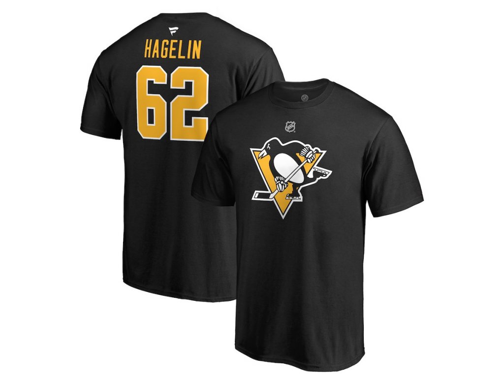 Panske Tri ko 62 Carl Hagelin Pittsburgh Penguins Stack Logo Name Number Fanda NHL.cz