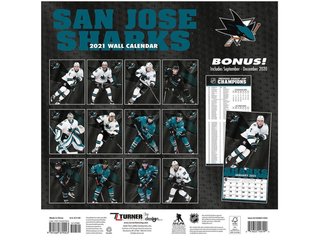 Kalendář San Jose Sharks 2021 Wall Calendar FandaNHL.cz