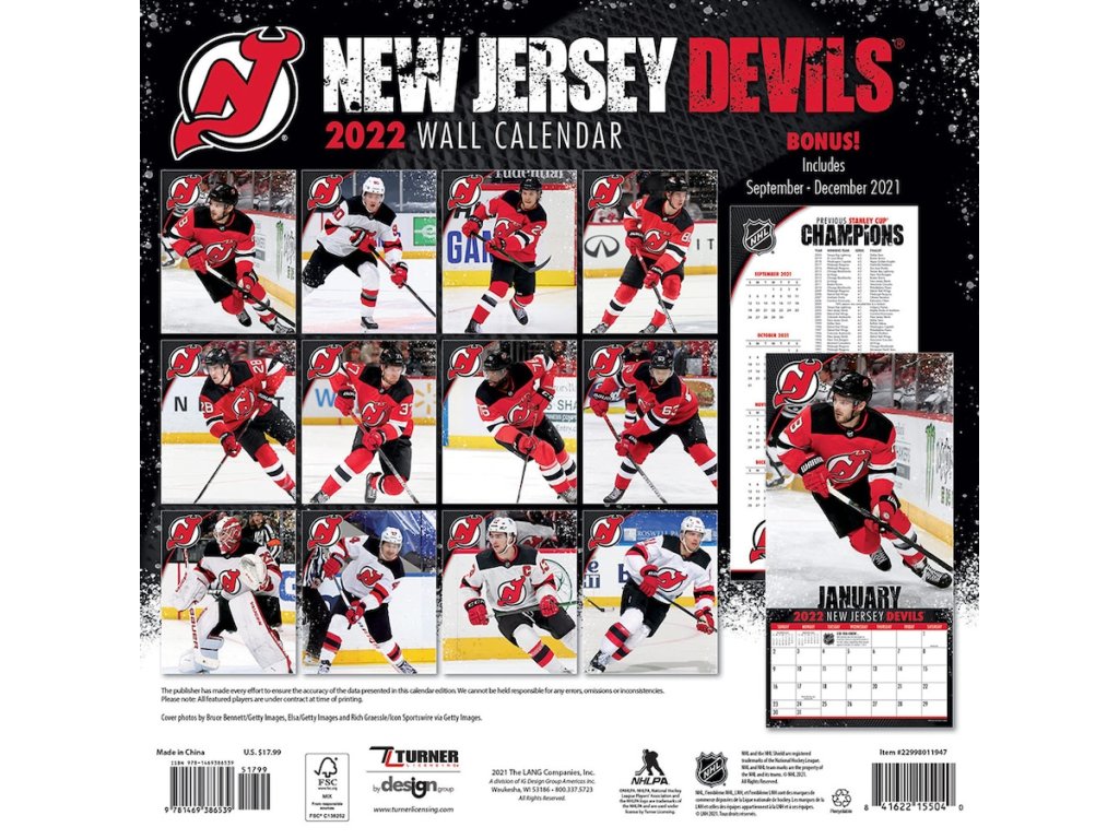 Kalendář New Jersey Devils 2022 Wall Calendar FandaNHL.cz