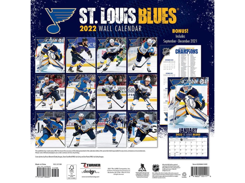 Kalendář St. Louis Blues 2022 Wall Calendar - Fanda-Nhl.cz