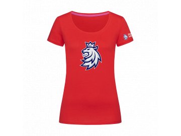 Dámské tričko červené logo lev Český hokej