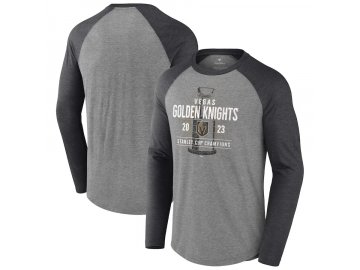 Pánské tričko Vegas Golden Knights 2023 Stanley Cup Champions Shootout Long Sleeve Tri-Blend Raglan