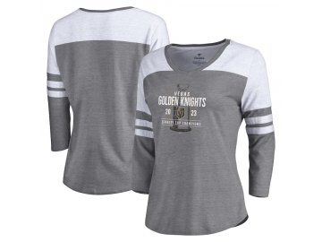 Dámské tričko Vegas Golden Knights 2023 Stanley Cup Champions Shootout Tri-Blend 3/4 Sleeve V-Neck