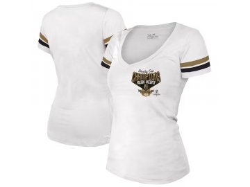 Dámské tričko Vegas Golden Knights 2023 Stanley Cup Champions Striped V-Neck