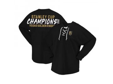 Dámské tričko Vegas Golden Knights 2023 Stanley Cup Champions Lace-Up V-Neck Long Sleeve