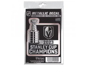 Samolepka Vegas Golden Knights 2023 Stanley Cup Champions 3'' x 5'' Metallic All Surface Decal