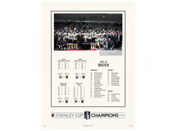 Slavnostní tisk Vegas Golden Knights 2023 Stanley Cup Champions 12" x 16" Roster Print