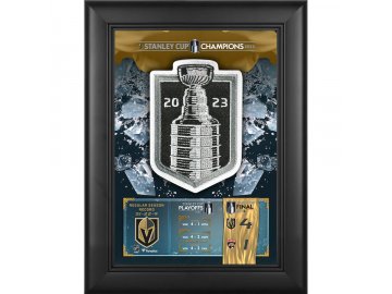 Sběratelská plaketa - koláž Vegas Golden Knights 2023 Stanley Cup Champions Framed 5" x 7" Collage with 2023 Stanley Cup Champions Jersey Patch