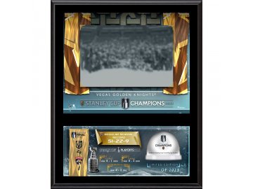 Sběratelská plaketa - koláž Vegas Golden Knights 2023 Stanley Cup Champions 12'' x 15'' Sublimated Plaque with Game-Used Ice from the 2023 Stanley Cup Final - Limited Edition of 2023