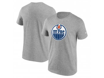Pánské tričko Edmonton Oilers Primary Logo Graphic T-Shirt Sport Gray Heather