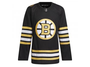 Dres Boston Bruins adidas Black 100th Anniversary Primegreen Authentic Jersey