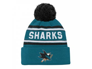 Dětská Zimní Čepice San Jose Sharks Jacquard Cuffed Knit With Pom