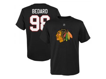Dětské tričko Connor Bedard #98 Chicago Blackhawks Player Name & Number Black