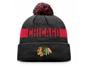 Pánská Zimní čepice Chicago Blackhawks Fundamental Beanie Cuff with Pom