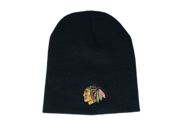 Pánská Zimní Čepice Chicago Blackhawks Cuffless Knit Black