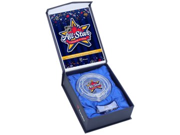 Skleněný puk 2024 NHL All-Star Game Authentic Crystal Puck - Filled with Game-Used Ice