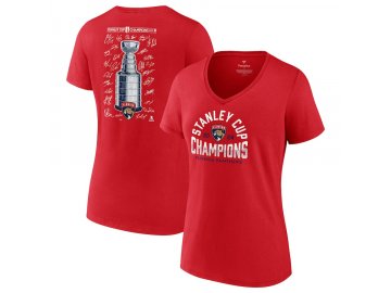 Dámské tričko Florida Panthers 2024 Stanley Cup Champions Signature Roster V-Neck