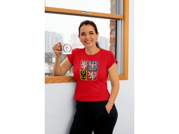 red tshirt woman